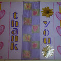 Thank You Card - Purple & Yellow Hearts & Flowers
