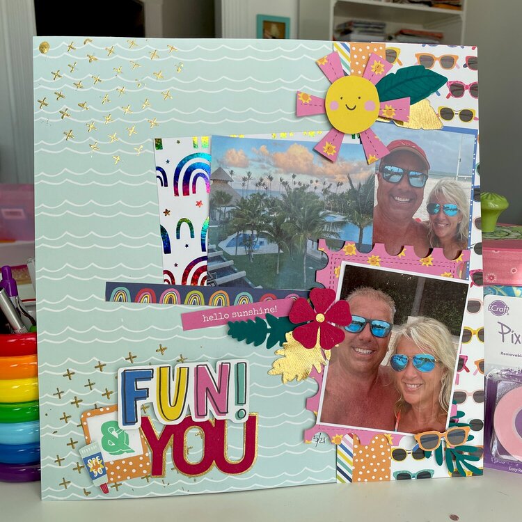Fun &amp; You Scrapbook Layout with Deco Foil and Deco Foil Flock