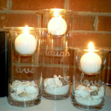 Glass etched candle holders