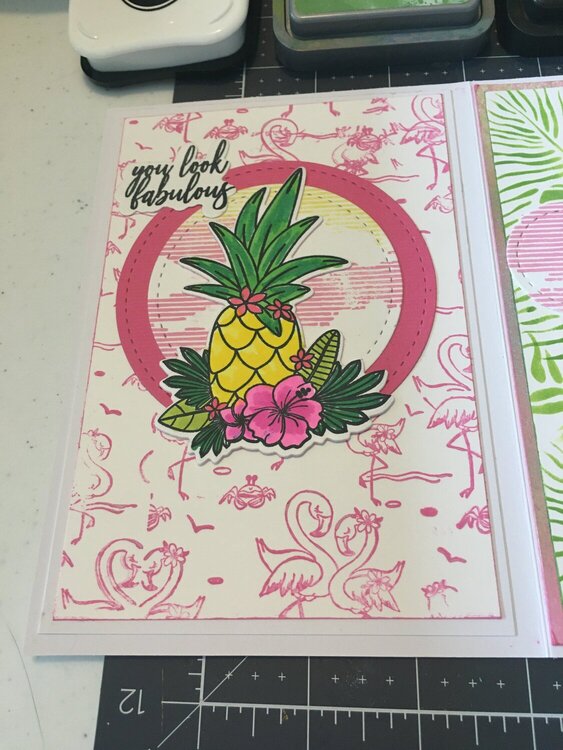 Flamingo and Pineapple Card