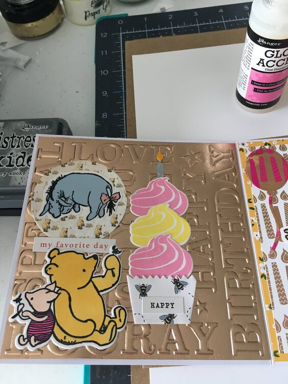 First Birthday Card; Girl; Winnie the Pooh Themed