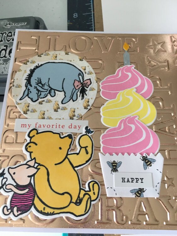 First Birthday Card; Girl; Winnie the Pooh Themed