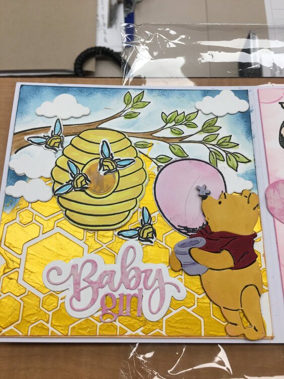Winnie the Pooh Inspired Baby Card; Baby Girl; Stamping; Die Cuts