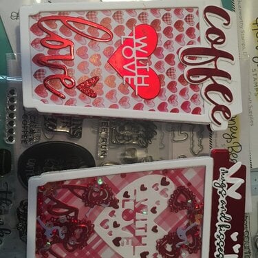 Valentines Day Coffee Cards; One Flat Shaker Card & the Other a Regular Card