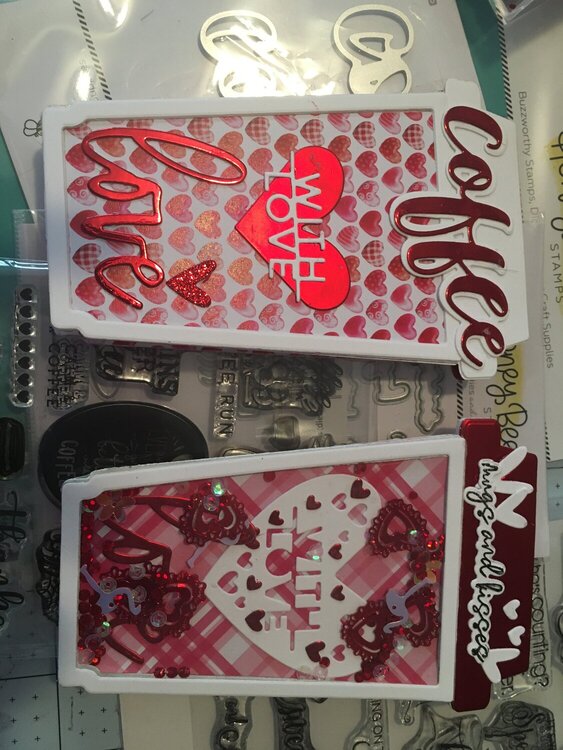 Valentines Day Coffee Cards; One Flat Shaker Card &amp; the Other a Regular Card
