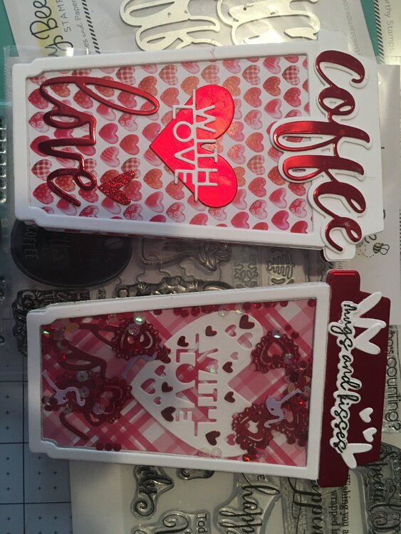 Valentines Day Coffee Cards; One Flat Shaker Card &amp; the Other a Regular Card