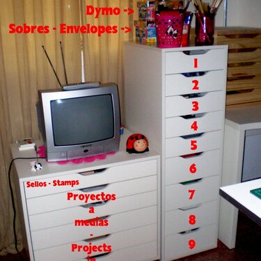 1 - My scrap-space, IKEA drawer units.