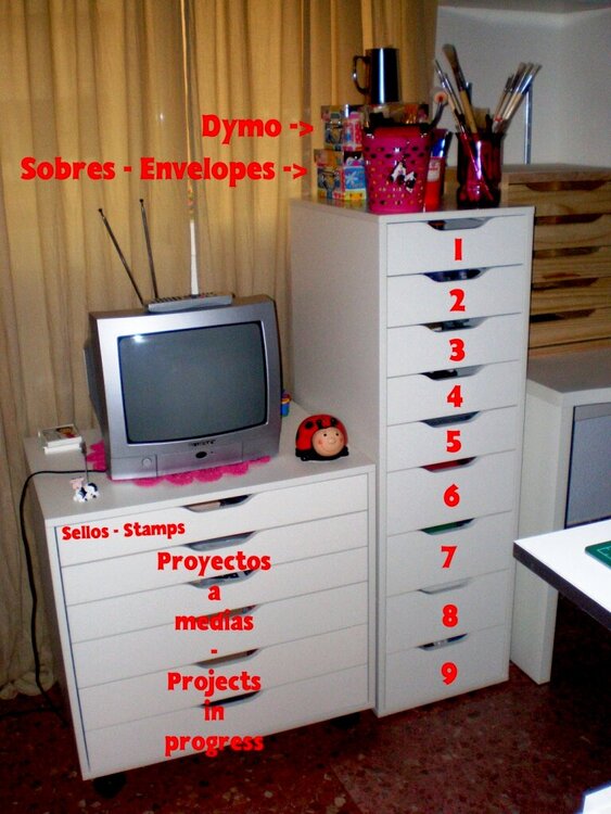 1 - My scrap-space, IKEA drawer units.