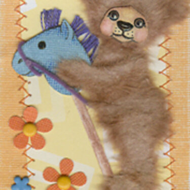 Bear with stick horse