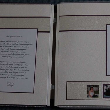 Wedding Album, dedication page/table of contents