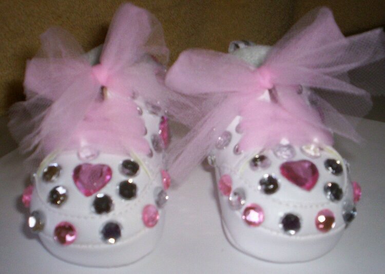 Little Leather Girl Shoes with Pink and Clear Rhinestones