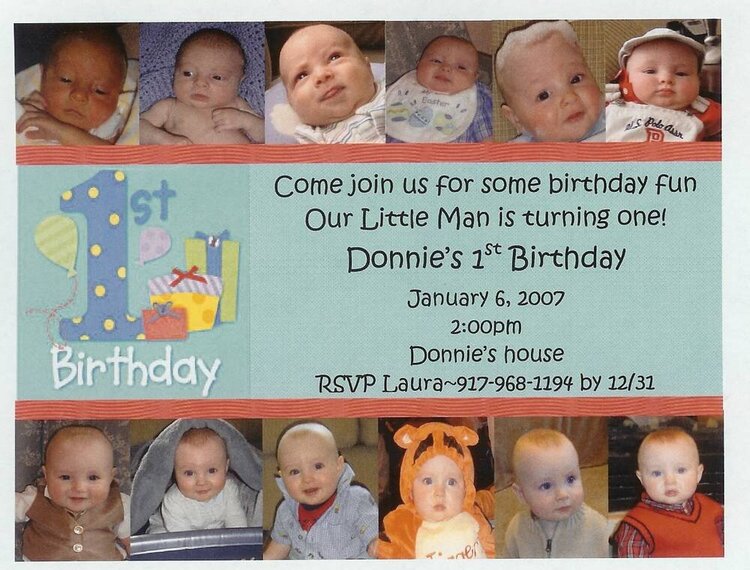 Donnie&#039;s first birthday invite