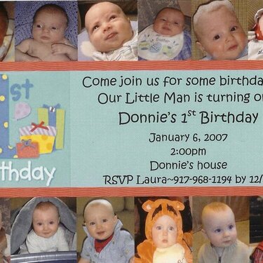 Donnie&#039;s First Birthday Invitation