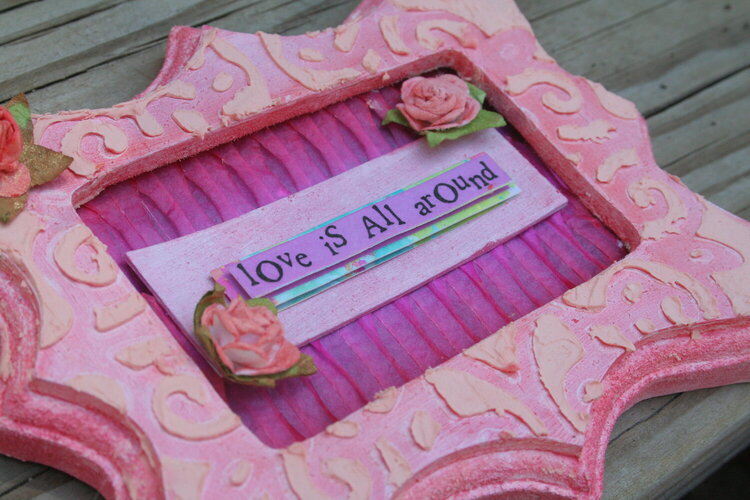 Love is all around altered frame ***Flamingo Scraps***