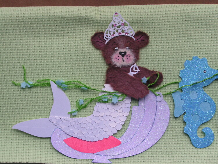 Shimmering mermaid tear bear and sea horses