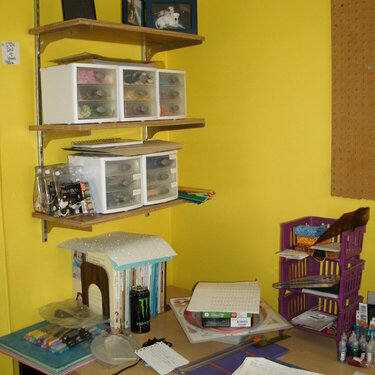 new scrapbooking room / shelf