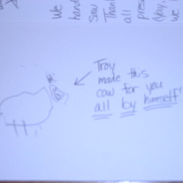 Troy&#039;s first &quot;real&quot; drawing! (It&#039;s a cow.)