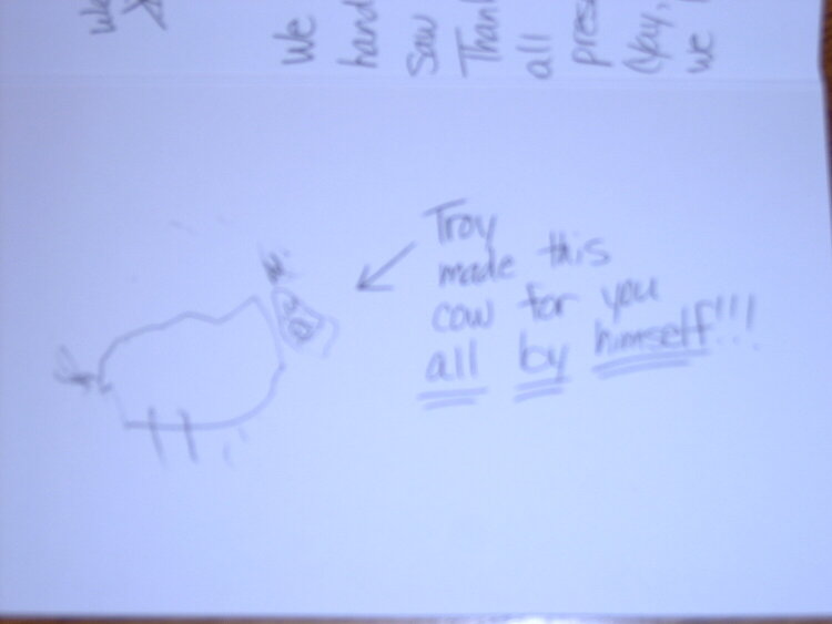 Troy&#039;s first &quot;real&quot; drawing! (It&#039;s a cow.)