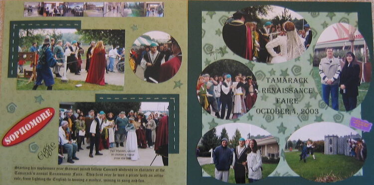 Renaissance Faire 2 page LO ds scrapbook of college years