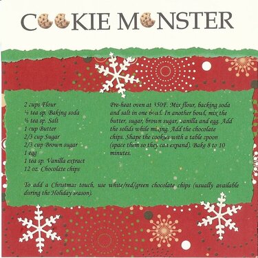 Cookie Monter&#039;s Recipe