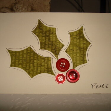 Fabric Christmas Holly Card