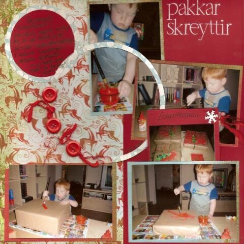 Pakkar skreyttir/decorating the gifts