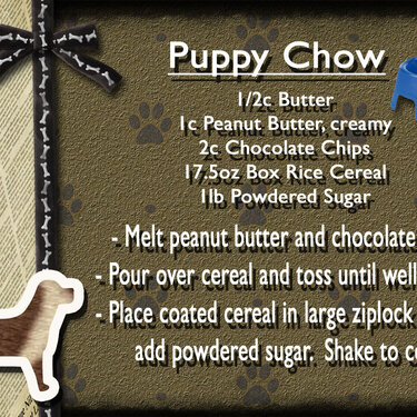 Puppy Chow Recipe Card