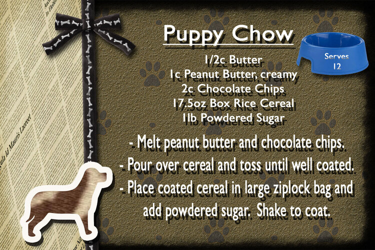 Puppy Chow Recipe Card