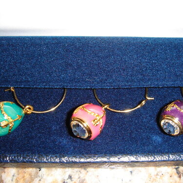 Faberge egg wine charms