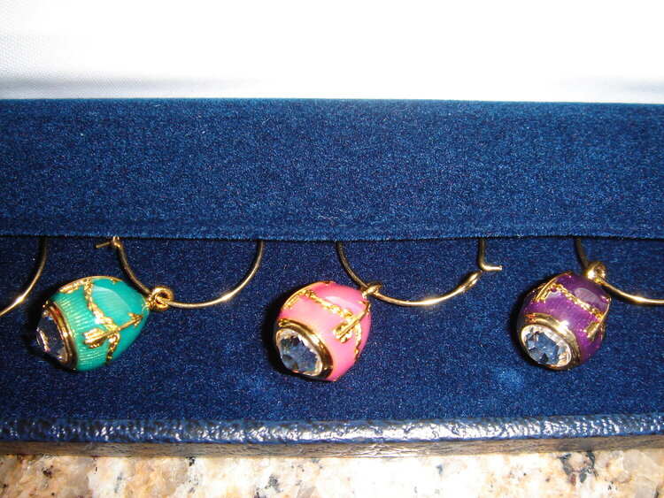 Faberge egg wine charms