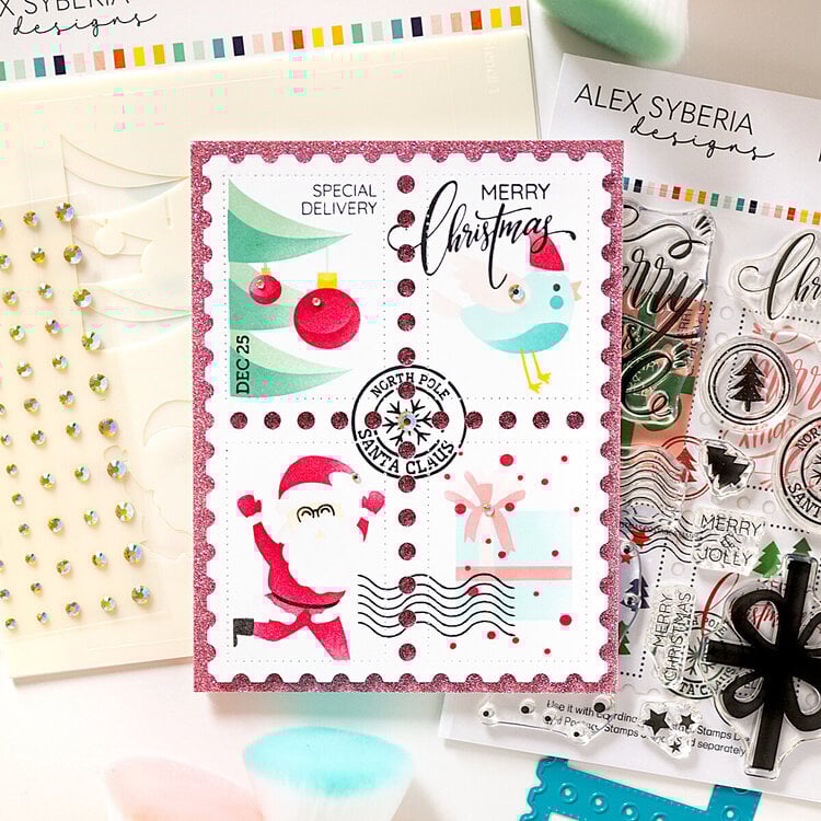 Alex Syberia Designs &quot;Christmas Postage Stamps&quot; card