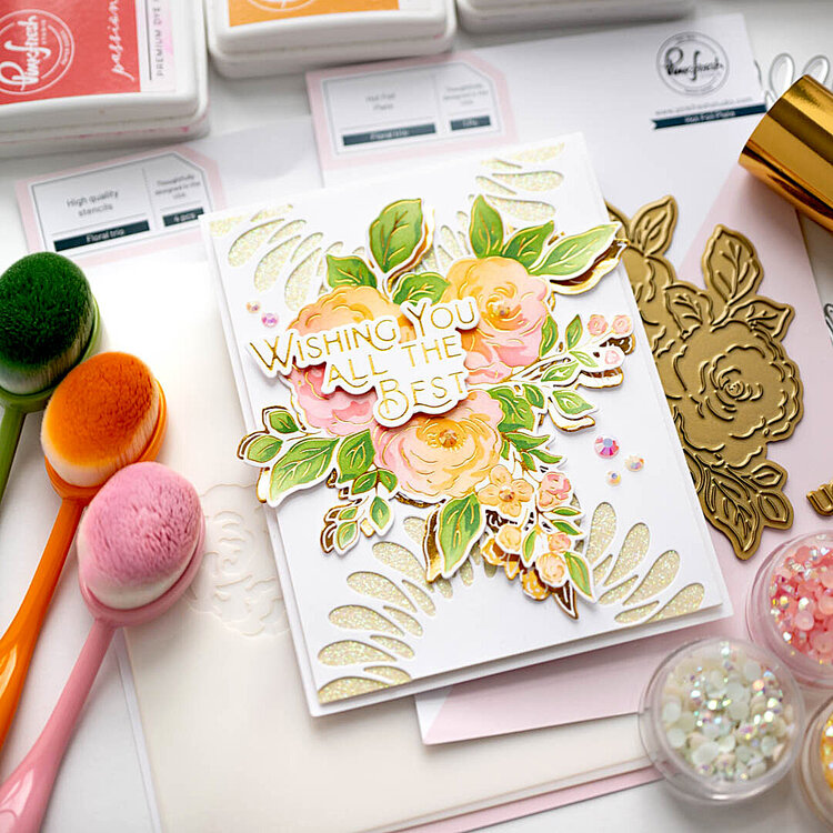Floral Trio &quot;Best Wishes&quot; card