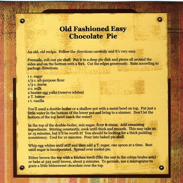 Old Fashioned Easy Chocolate Pie recipe