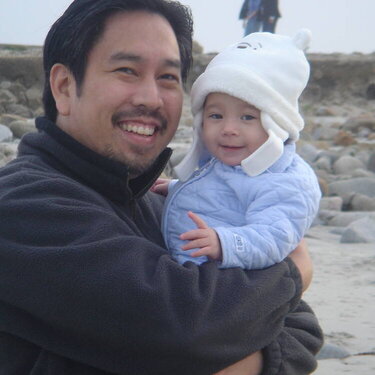 Daddy and Josie at the beach