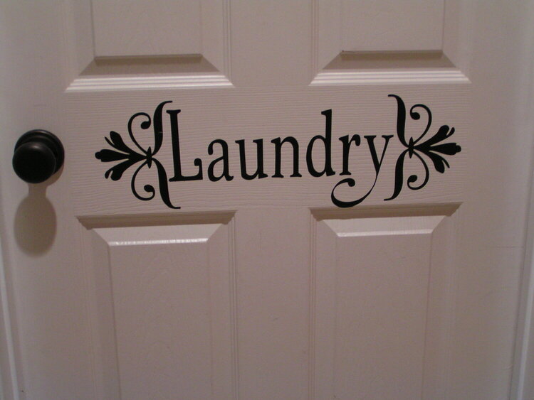 Vinyl Laundry Room Door Sign - Close-Up