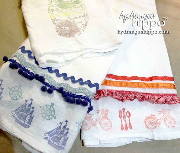 Handmade Stamped Tea Towels