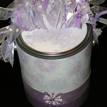Purple SNow Christmas Altered Paint Can