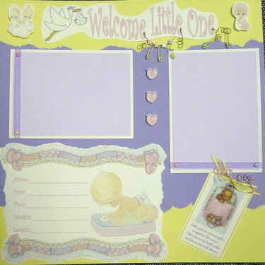 12x12 baby girl layout &amp;quot;Welcome Little One&amp;quot;