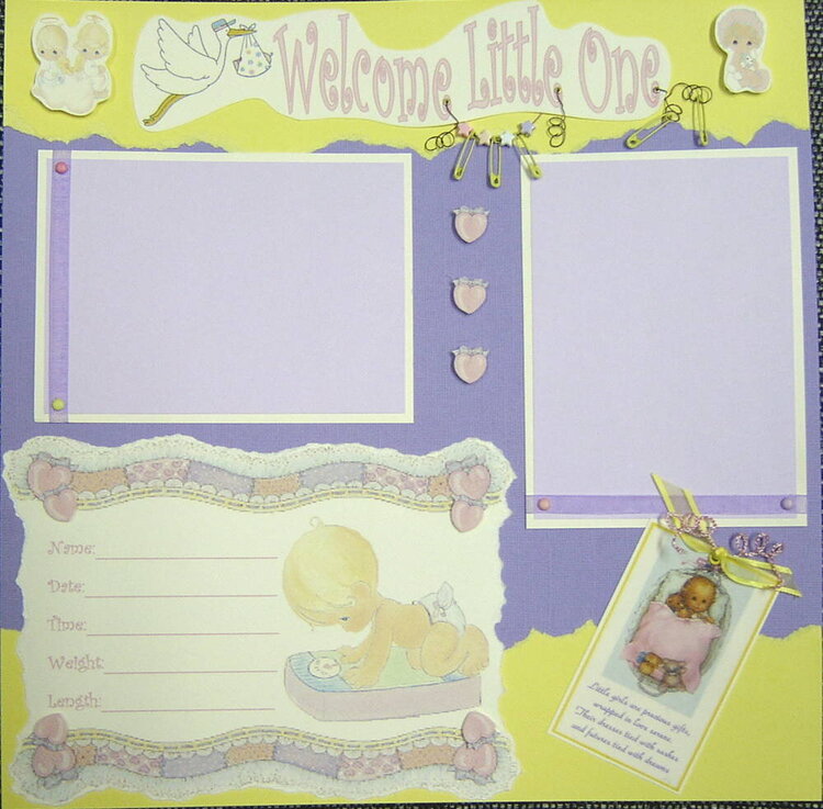 12x12 baby girl layout &amp;quot;Welcome Little One&amp;quot;