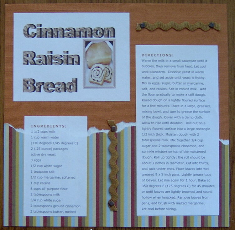 Cinnamon Raisin Bread - MarciaRay Recipe Swap