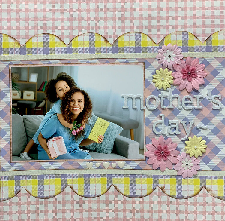 Happy Mother&#039;s Day 12x12 Layout  Reminisce Plaid Pastel