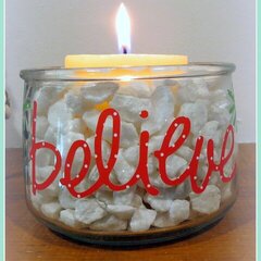 Believe Patterned Vinyl Candle Holder