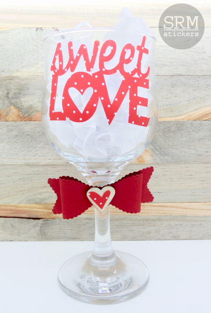 Sweet Love Patterned Vinyl Wine Glass