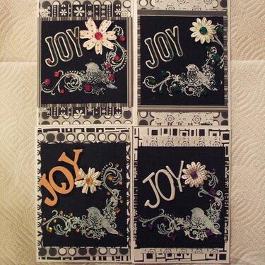 Bird Joy Christmas cards black white