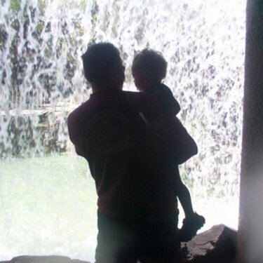 Dad and me at the waterfall.