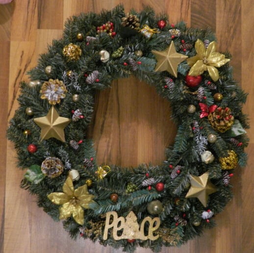 22 inch PEACE Christmas Wreath