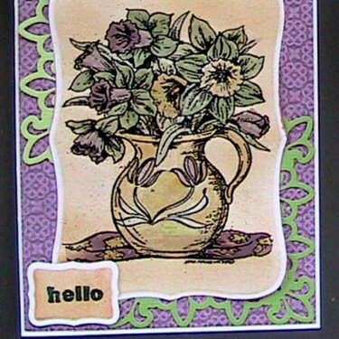 Hello, Perfect Pearls flower Card