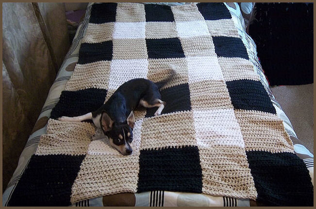Twin Size, Plaid Crochet Blanket