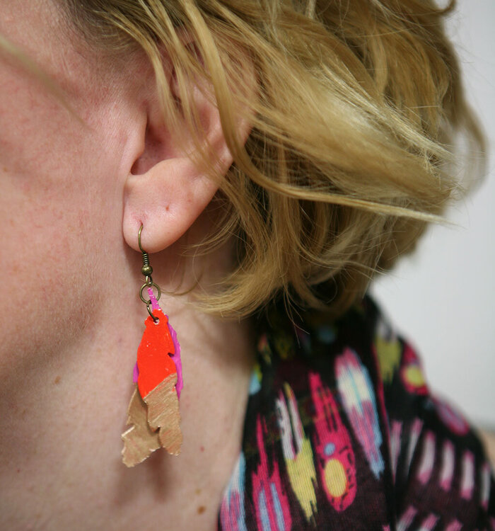 DIY Mixed Media Feather Earrings by Fiskars Designer: Stephenie Hamen