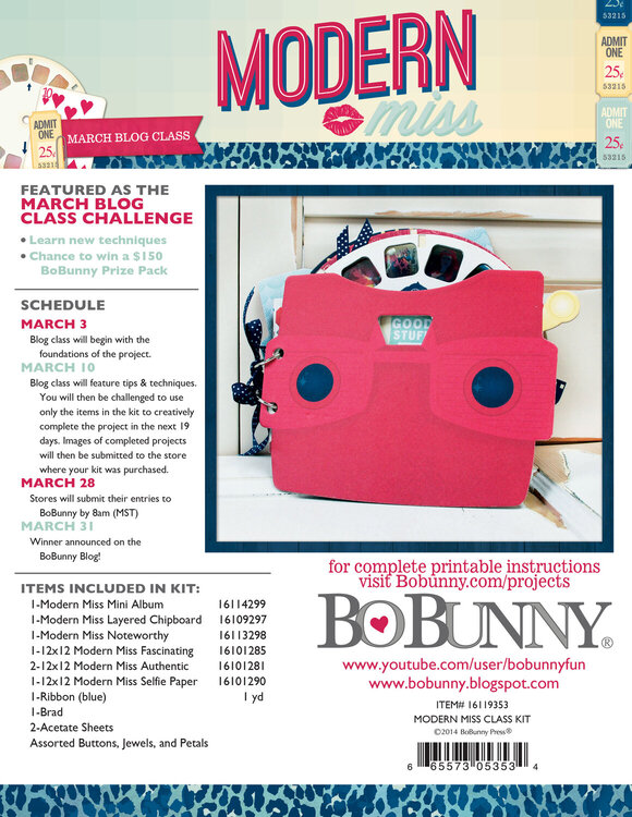 Bo Bunny Modern Miss Class Kit Contents